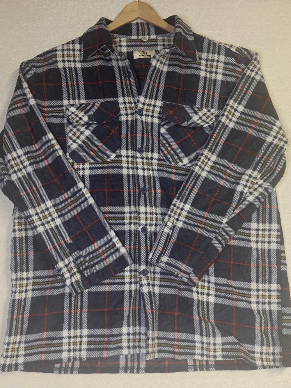Harvey Men's Navy Plaid Button-Down Flannel Shirt